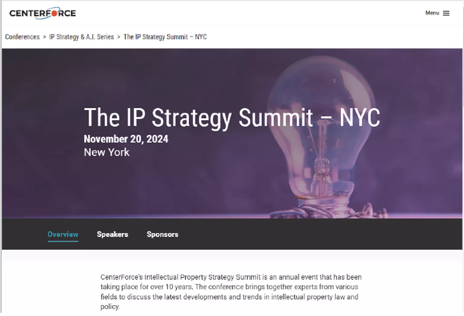 Screenshot of Centerforce homepage